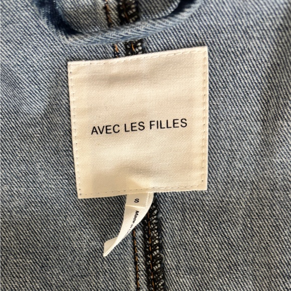 Avec Les Filles Long Denim Trench Coat - Blue - Picture 4 of 5